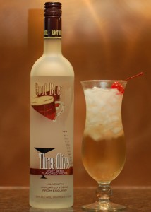 Bottle of root beer-flavored vodka