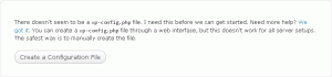 WordPress configuration file screen