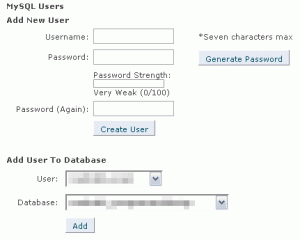 Adding a user to a database in cPanel