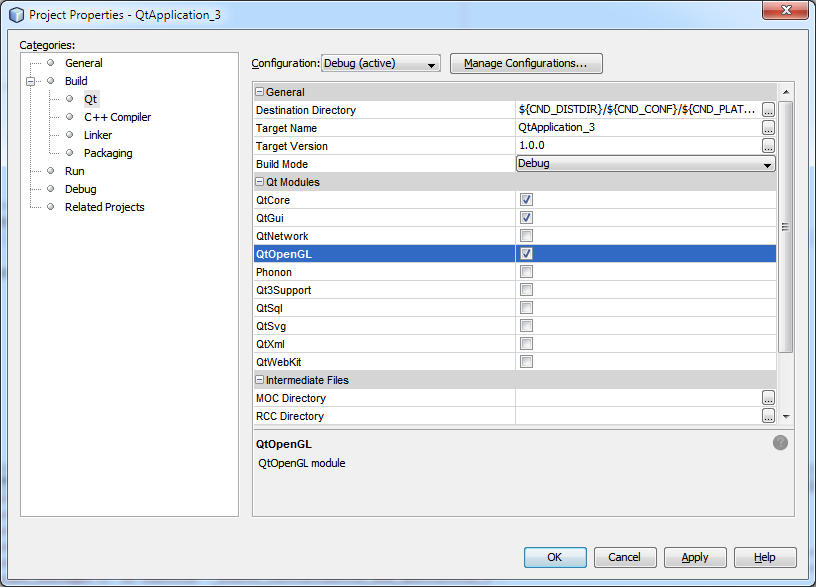 Enabling QtOpenGL