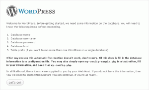WordPress Let's Go screen