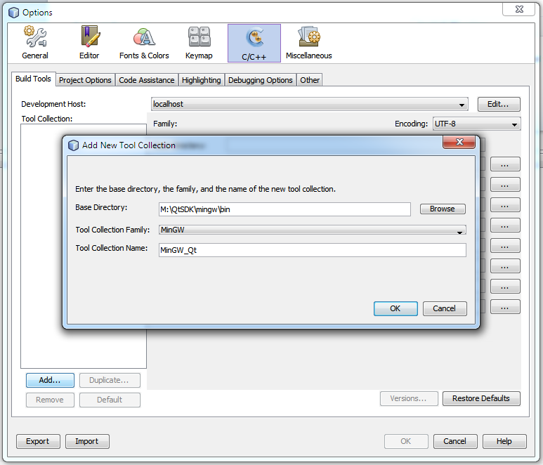 Adding the MinGW Qt tool collection
