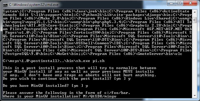 Installing MSYS